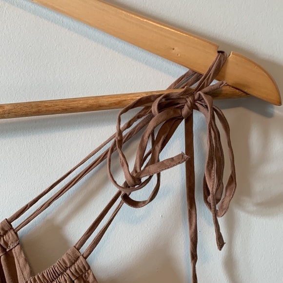 J. Crew Tan Summer Spaghetti Strap Eyelet Dress Size Medium - Picture 9 of 17